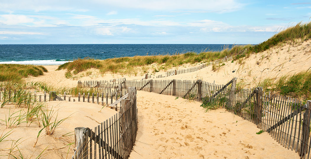 path leading to Woodneck beach in Sippewissett on Cape Cod